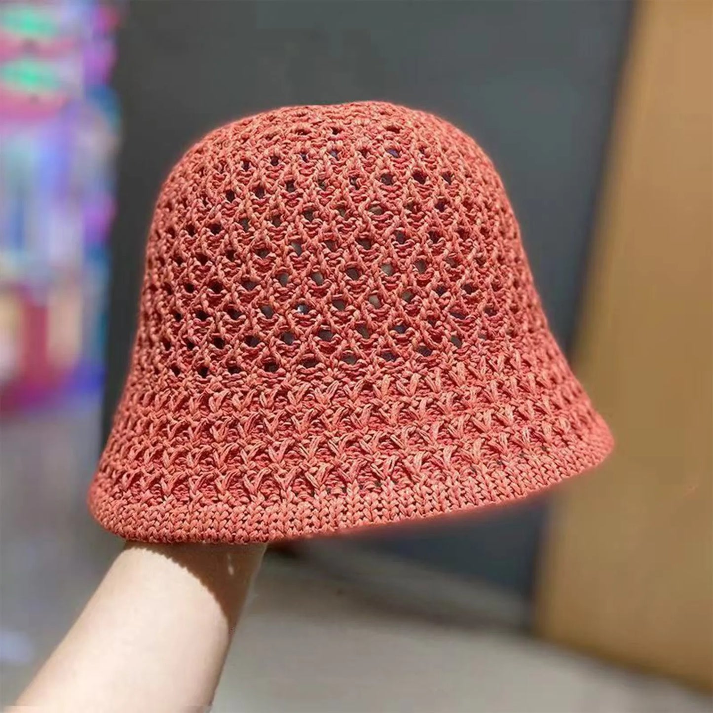 Korean Straw Handwoven Summer Bucket Hat