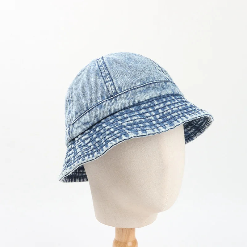 Washed Denim Bucket Hat Women Fisherman's Hat