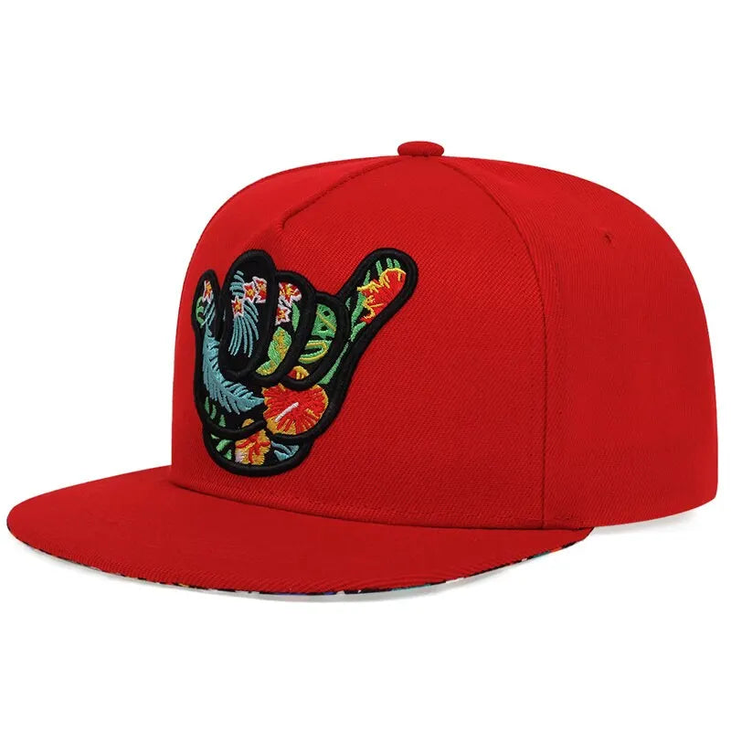 Colorful Fingers Embroidery Snapback Cap