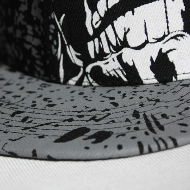 Graffiti Print Flat Brim Hip Hop Cap