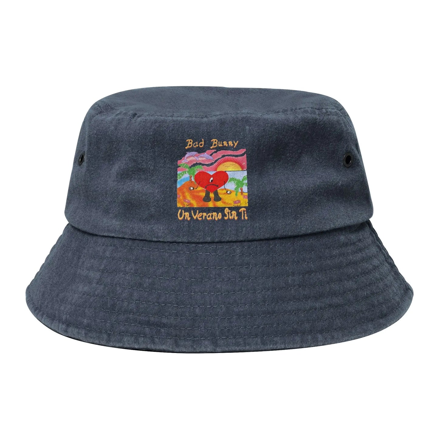 Bad Bunny Washed Denim Foldable Bucket Hat