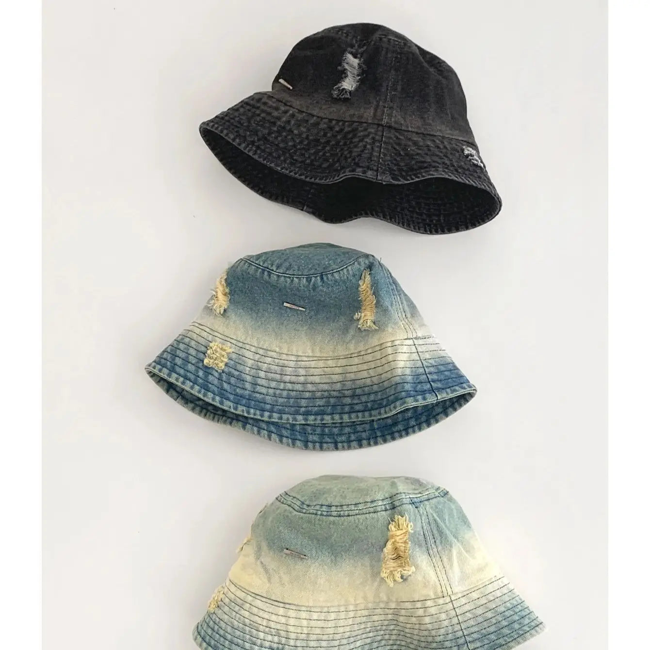 Retro Washed Ripped Denim Fisherman Hat