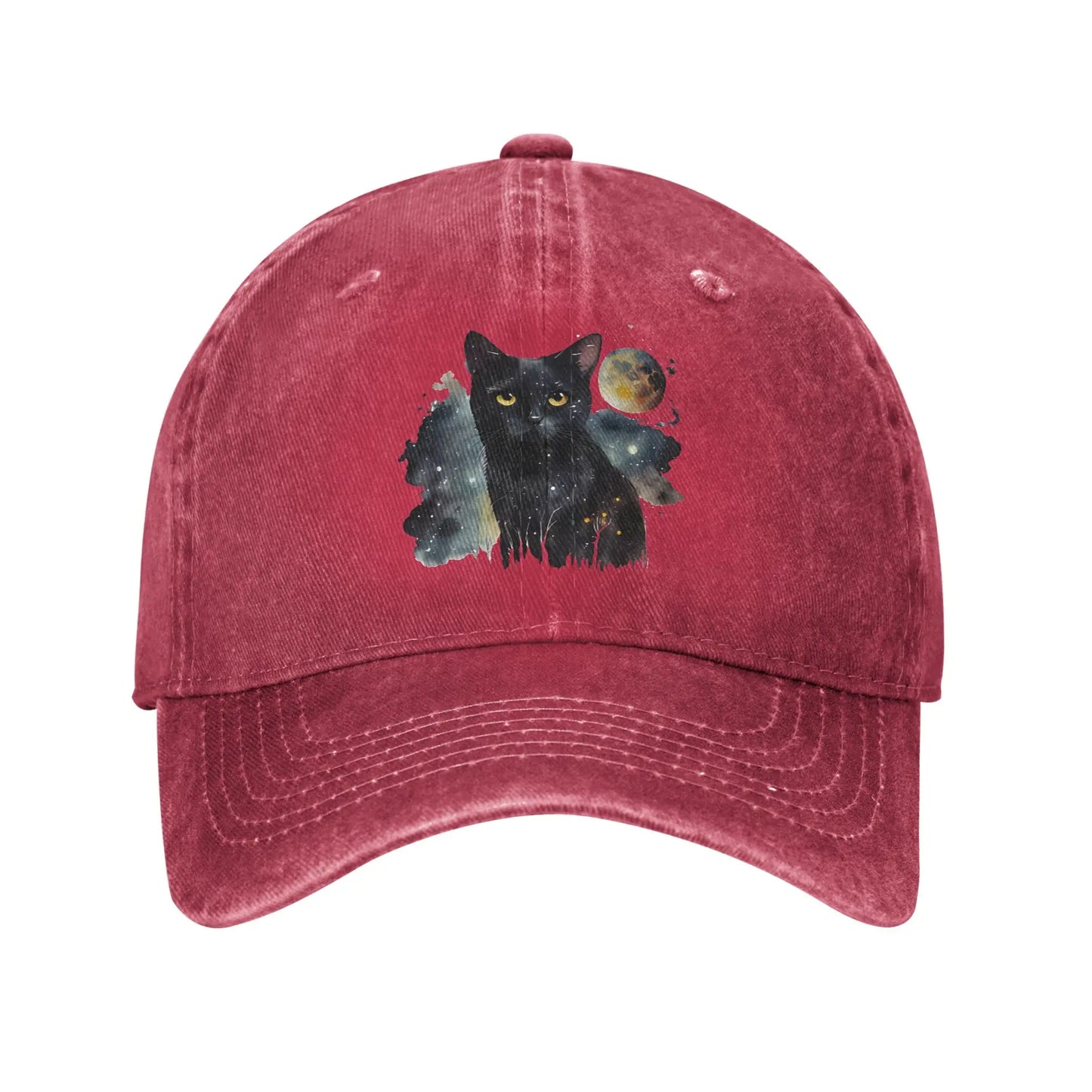 Black Cat Washed Y2K Retro Trucker Baseball Cap