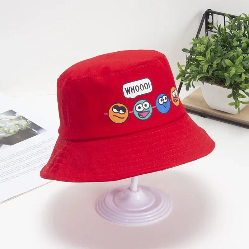 Kids Cartoon Windproof Rope Bucket Hat