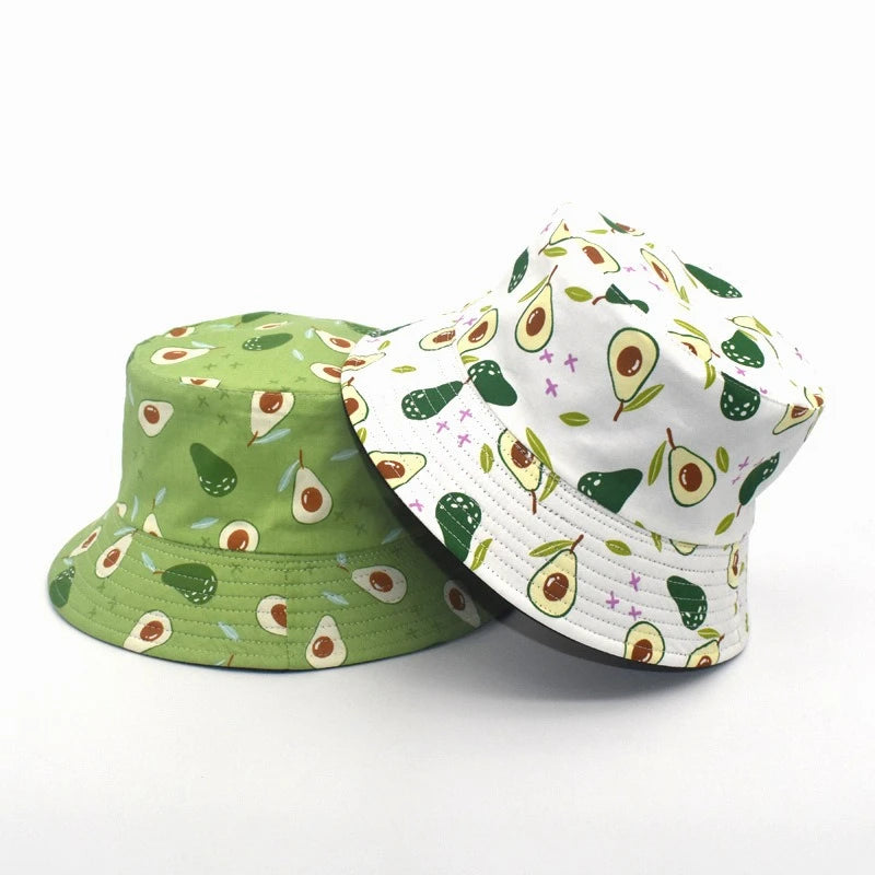Unisex Avocado Print Reversible Bucket Hat