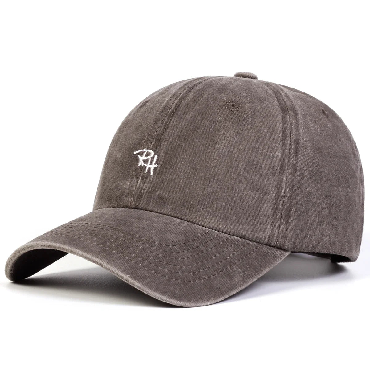 Unisex RH Letter Embroidery Wash Baseball Caps