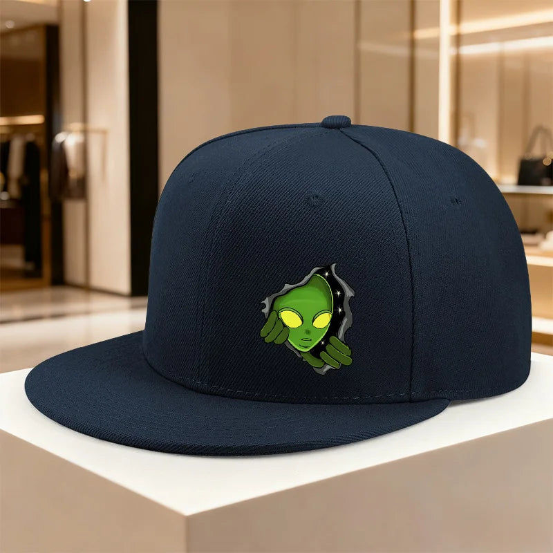 Alien Peeking Through Tear Graphic Snapback Cap