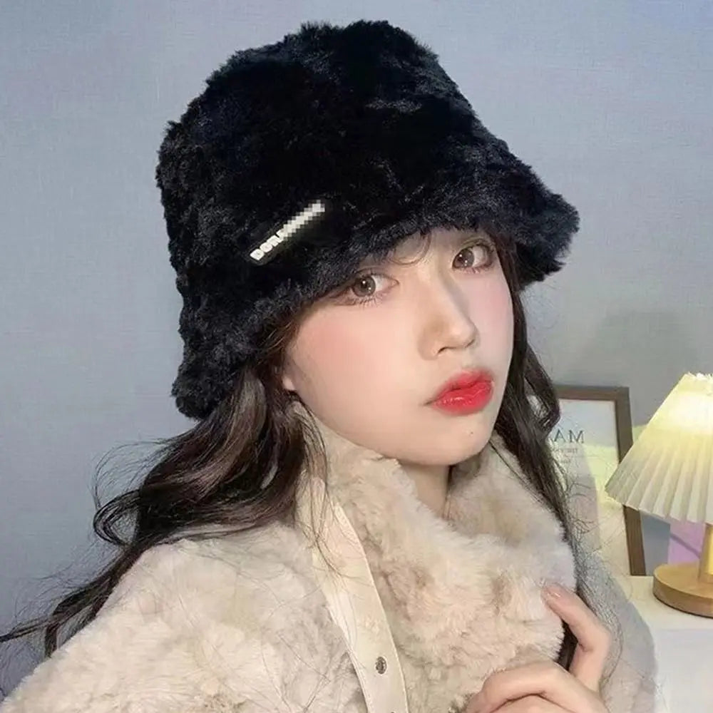 Korean Wool Plush Bucket Hat