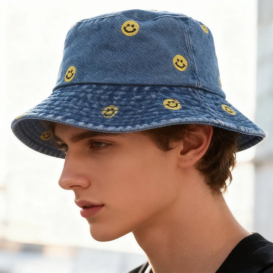 Denim Unisex Aesthetic Outdoor Travel Packable Fisherman Bucket Hat