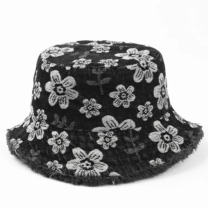 Denim Unisex Aesthetic Outdoor Travel Packable Fisherman Bucket Hat