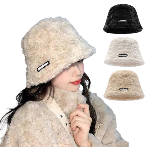 Korean Wool Plush Bucket Hat