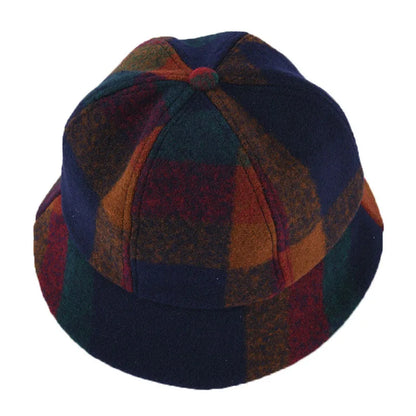 Vintage Plaid Short Brim Winter Bucket Hat