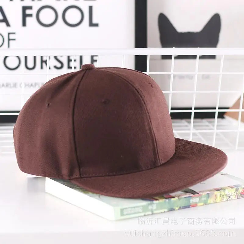 Solid Flat Brim Plain Snapback Cap For Street Dance