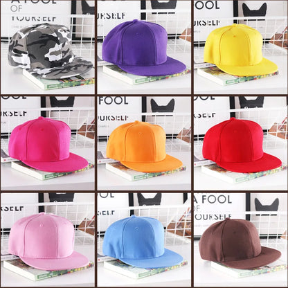 Solid Flat Brim Plain Snapback Cap For Street Dance
