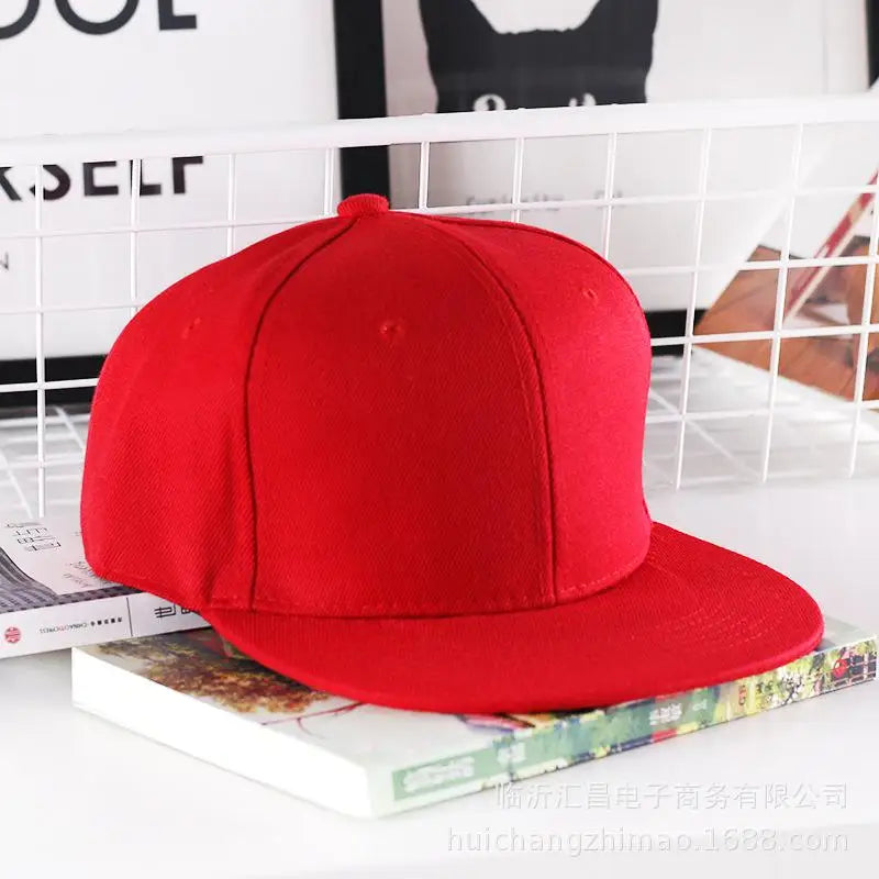 Solid Flat Brim Plain Snapback Cap For Street Dance