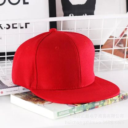 Solid Flat Brim Plain Snapback Cap For Street Dance