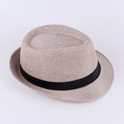 Men's Spring Summer Linen Jazz Fedora Classic Bowler Hat