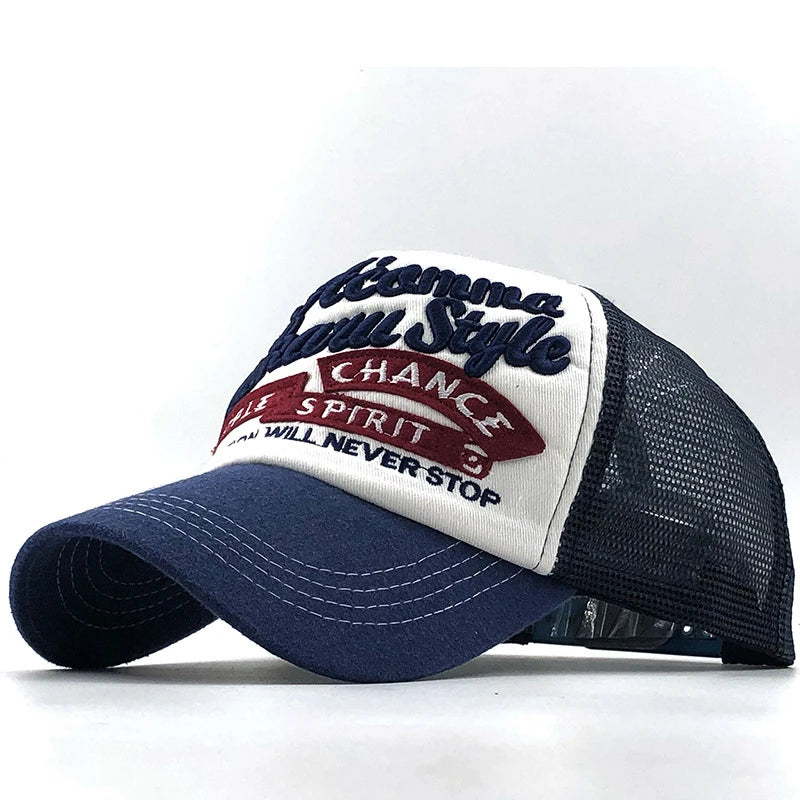 Fishing Embroidery Mesh Adjustable Trucker Baseball Cap