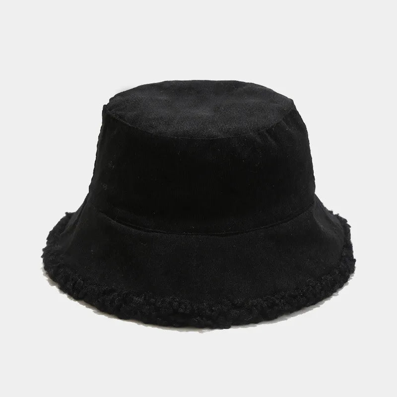 Reversible Corduroy Faux Fur Bucket Hat