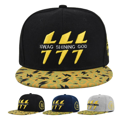 Lightning Embroidered Hip Hop Snapback Cap