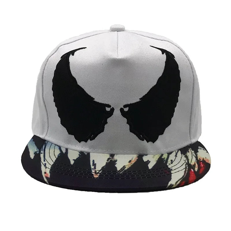 Venom Large Eyes Embroidery Wing Pattern Snapback Cap Unisex
