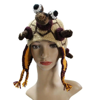 Knitted Tortoise Earmuff Braided Bucket Hat