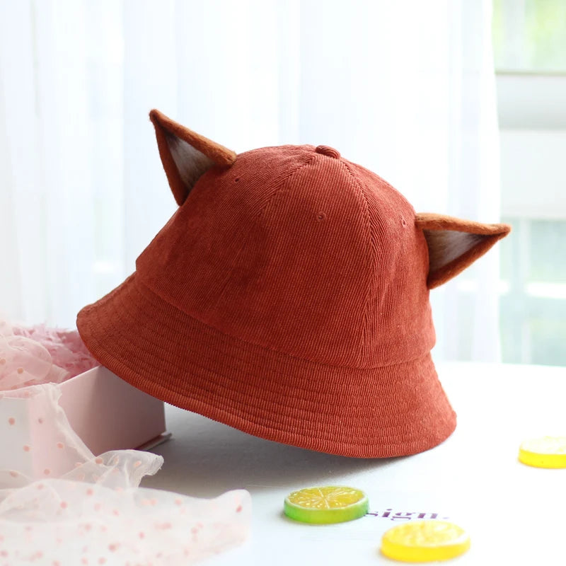 Women Fox Ears Summer Sun Bucket Hat
