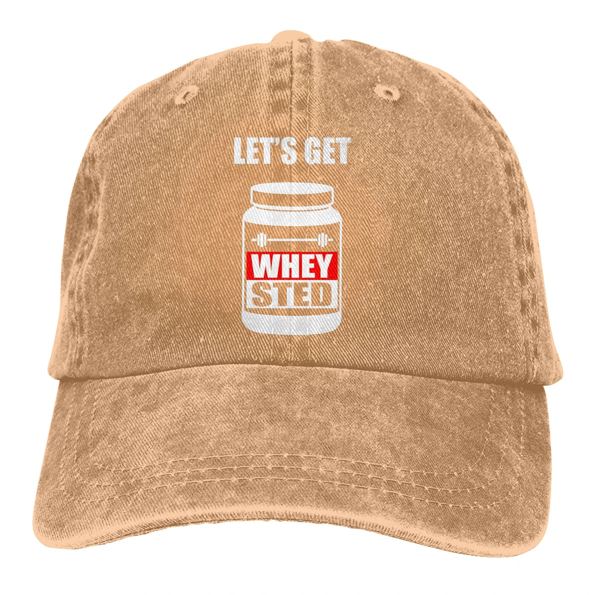Lets Get Whey Sted Funny Gym Baseball Cap