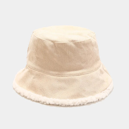 Reversible Corduroy Faux Fur Bucket Hat