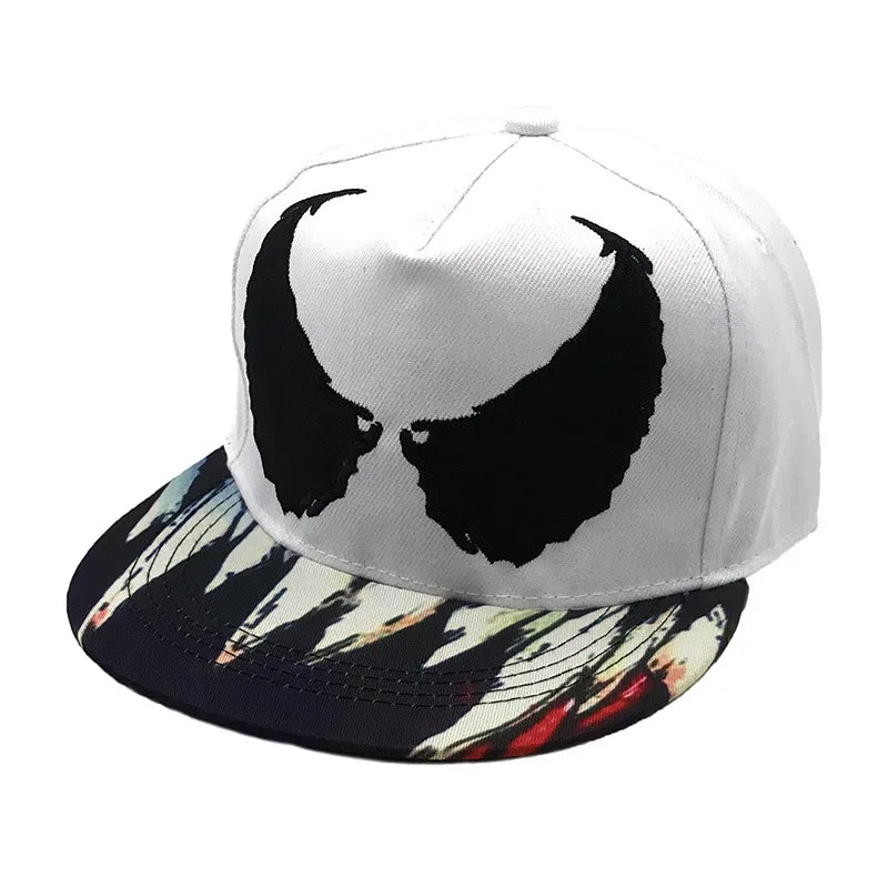 Venom Large Eyes Embroidery Wing Pattern Snapback Cap Unisex