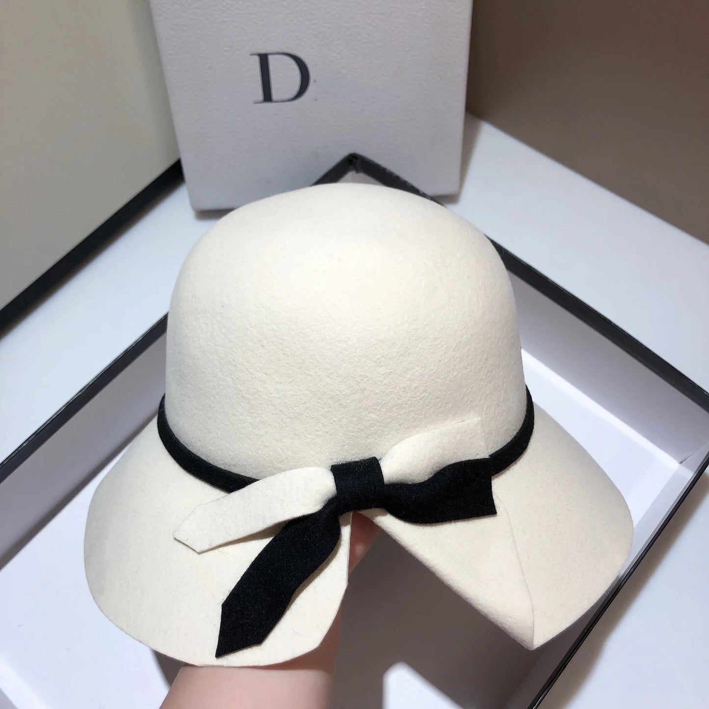 Double Sided Wool Bow Bucket Hat