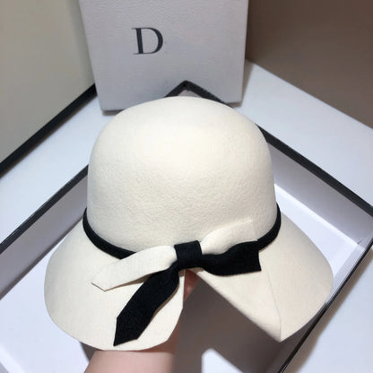 Double Sided Wool Bow Bucket Hat