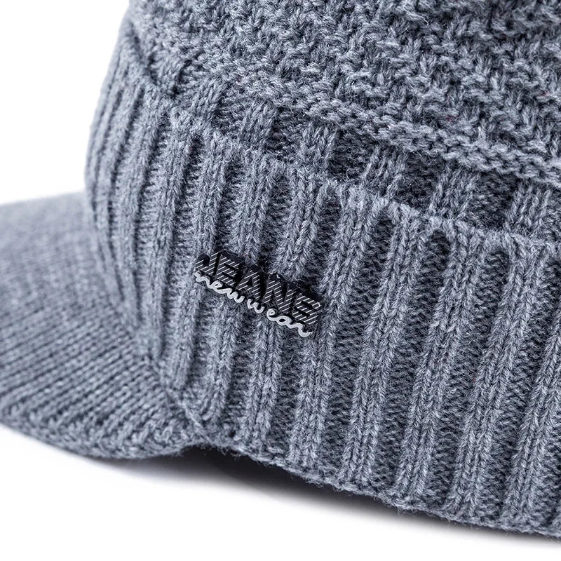 Fur-Lined Knitted Winter Beanie With Brim