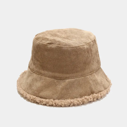 Reversible Corduroy Faux Fur Bucket Hat