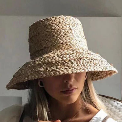 Women's Wide Brim Raffia Bucket Hat