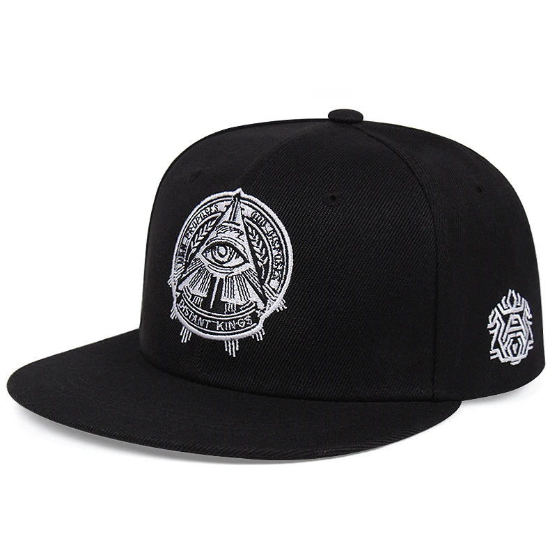 3D Eye Embroidered Flat Brim Hip Hop Cap