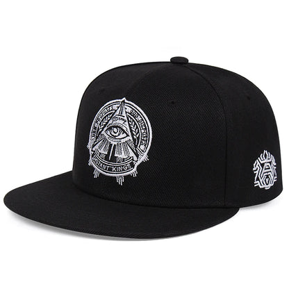 3D Eye Embroidered Flat Brim Hip Hop Cap