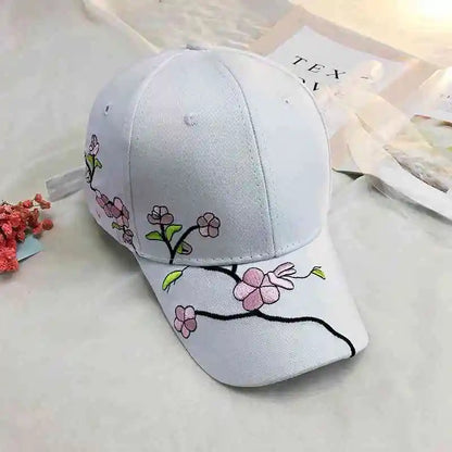 Plum Flower Embroidery Cotton Baseball Cap