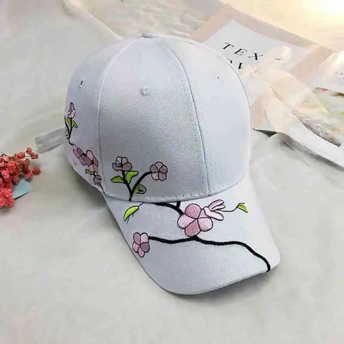 Plum Flower Embroidery Cotton Baseball Cap