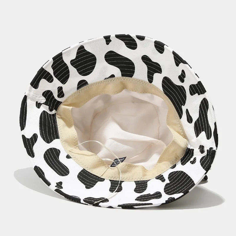 Cotton Cartoon Cow Print Outdoor Travel Bucket Hat