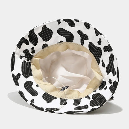 Cotton Cartoon Cow Print Outdoor Travel Bucket Hat