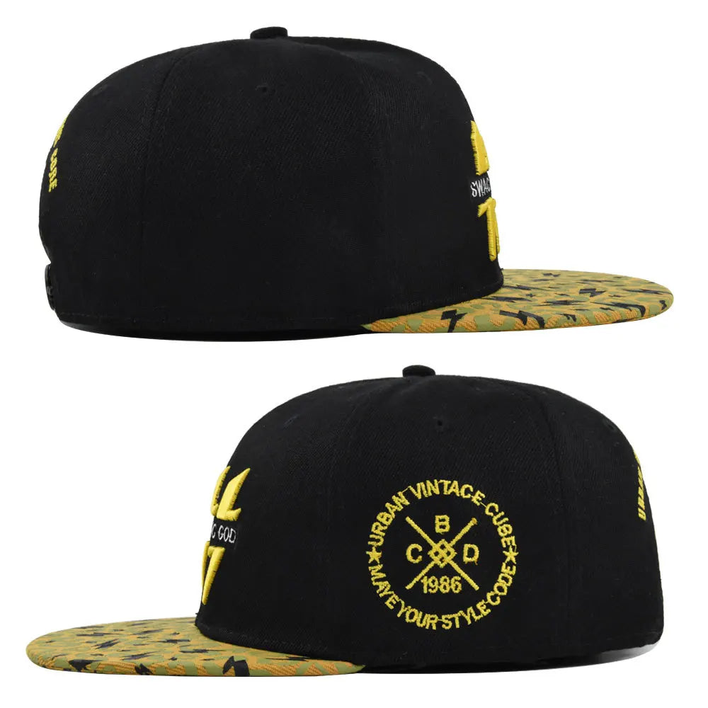 Lightning Embroidered Hip Hop Snapback Cap