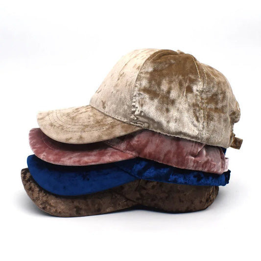 Winter Streetwear Golden Velvet Soft Snapback Cap