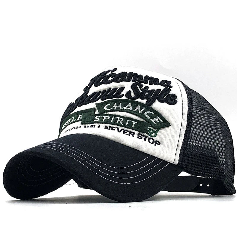 Fishing Embroidery Mesh Adjustable Trucker Baseball Cap