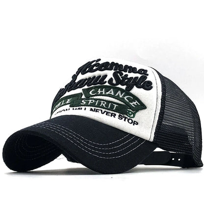 Fishing Embroidery Mesh Adjustable Trucker Baseball Cap