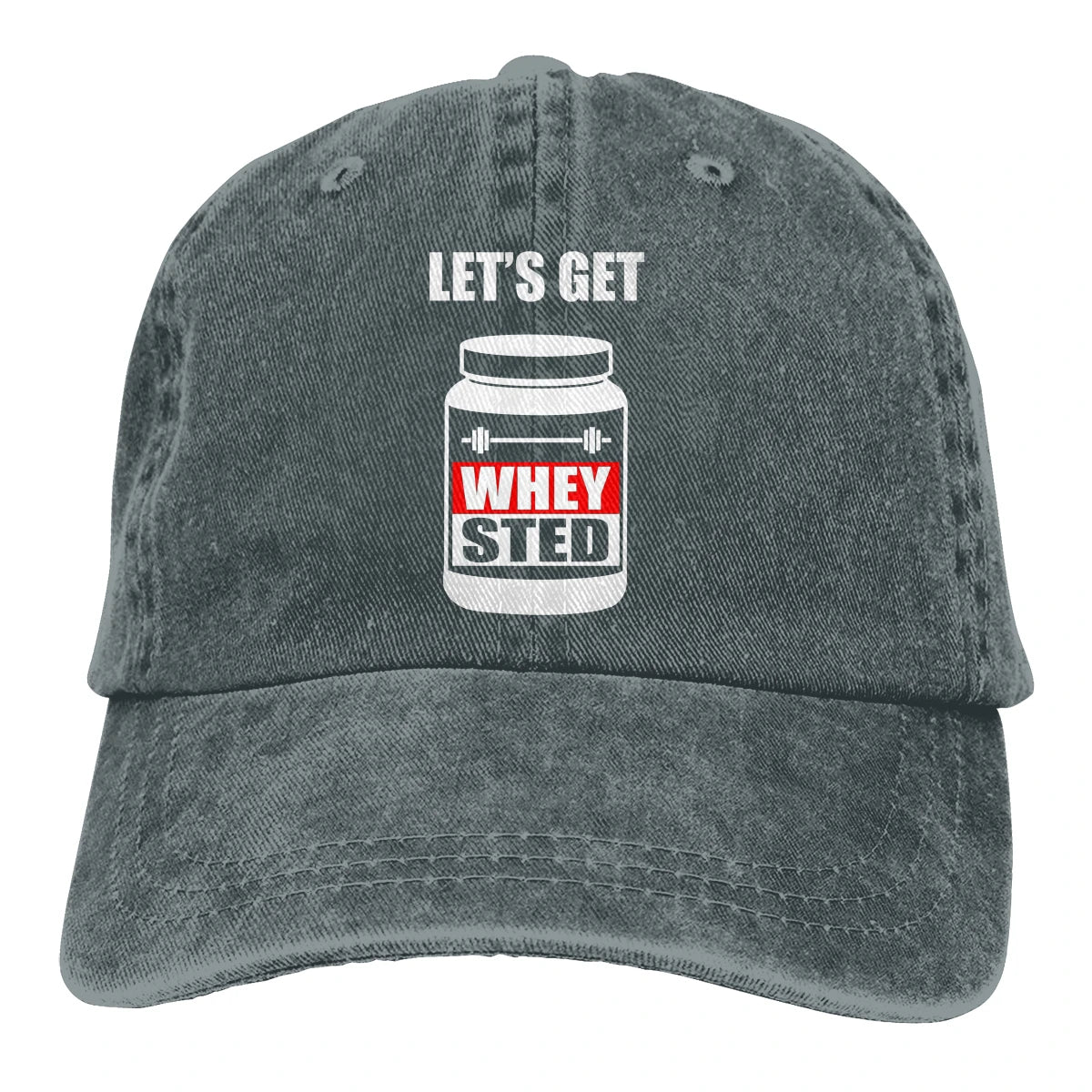 Lets Get Whey Sted Funny Gym Baseball Cap