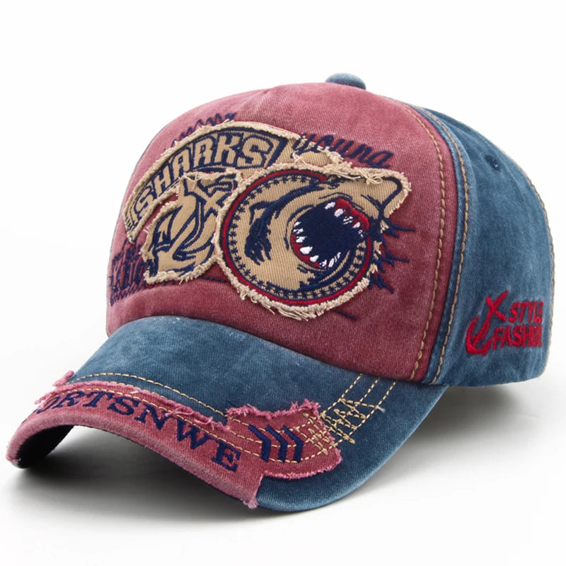 Cotton Shark Embroidered Casual Unisex Baseball Cap