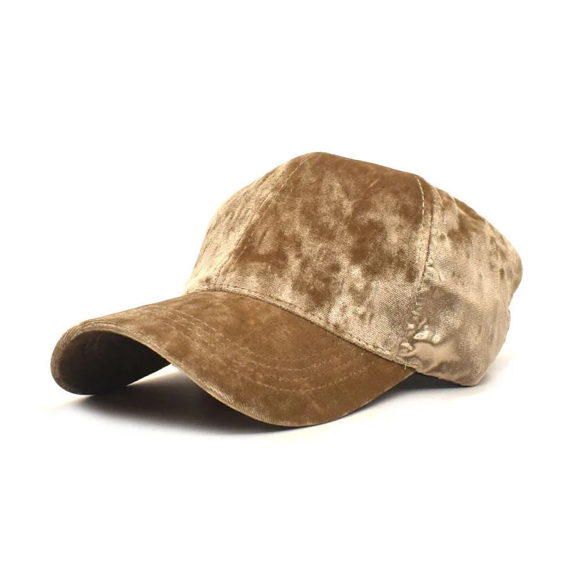 Winter Streetwear Golden Velvet Soft Snapback Cap