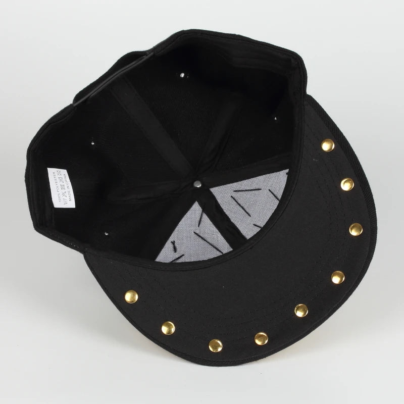Punk Rivet Metal Brim Snapback Cap