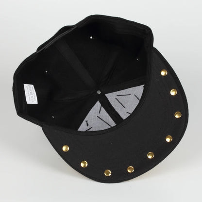 Punk Rivet Metal Brim Snapback Cap